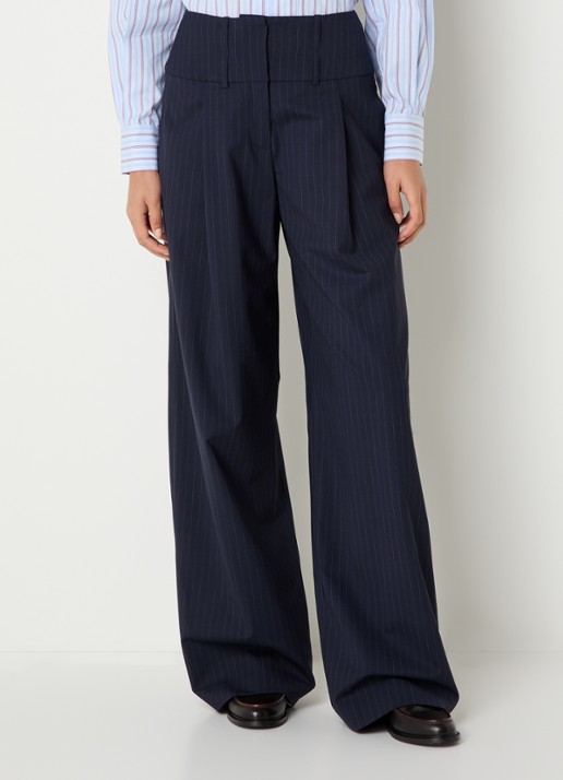 Claudie Pierlot High waist loose fit pantalon in wolblend met krijtstreep
