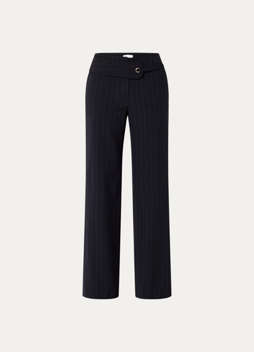 Claudie Pierlot High waist loose fit pantalon met streepprint en steekzakken - voorkant 3 donkerblauw