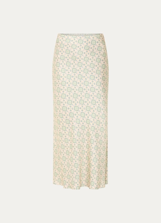 Claudie Pierlot High waist midi rok met print - voorkant 3 lindegroen