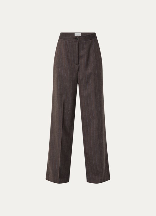 Claudie Pierlot High waist straight fit broek in wolblend - voorkant 2 donkerbruin
