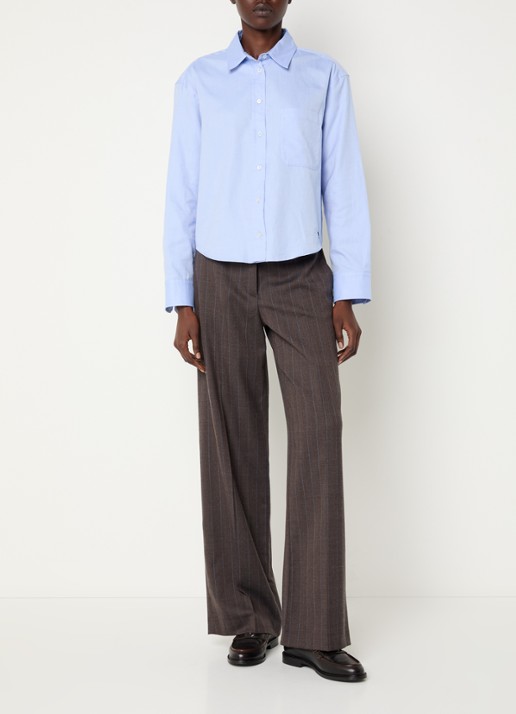 Claudie Pierlot High waist straight fit broek in wolblend - voorkant 3 donkerbruin