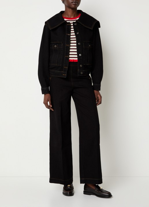 Claudie Pierlot High waist straight fit jeans met gekleurde wassing - voorkant 3 zwart