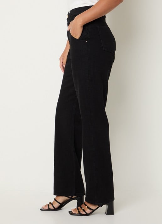 Claudie Pierlot High waist straight fit jeans met gekleurde wassing - detail 2 zwart