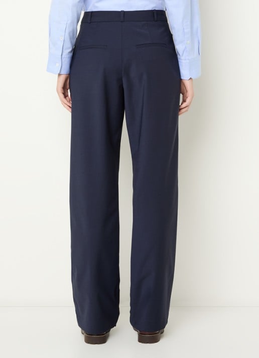 Claudie Pierlot High waist straight fit pantalon met steekzakken - achterkant 2 donkerblauw