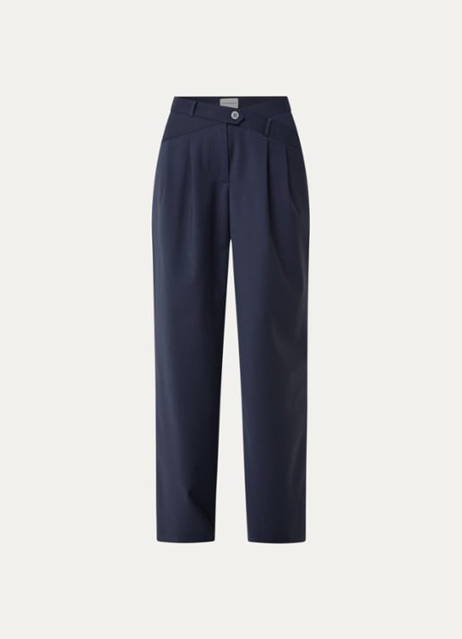 Claudie Pierlot High waist straight fit pantalon met steekzakken - voorkant 3 donkerblauw