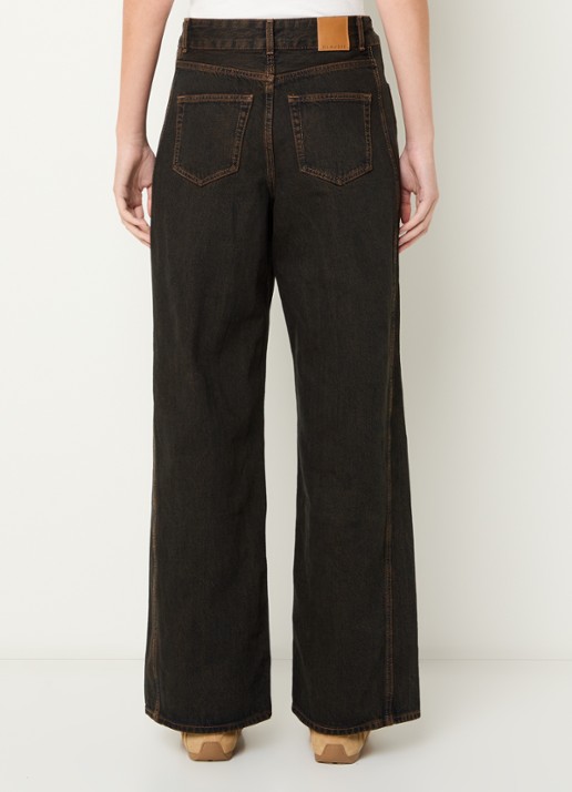 Claudie Pierlot High waist straight leg jeans met gekleurde wassing - achterkant 5 donkerbruin