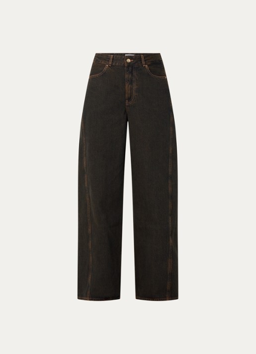 Claudie Pierlot High waist straight leg jeans met gekleurde wassing - voorkant 3 donkerbruin