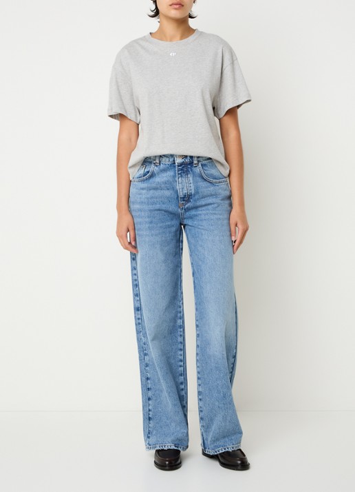 Claudie Pierlot High waist straight leg jeans met lichte wassing - voorkant 2 indigo