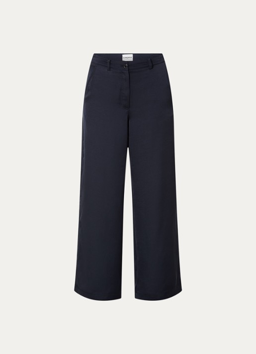 Claudie Pierlot High waist straight leg pantalon met steekzakken - voorkant 3 donkerblauw