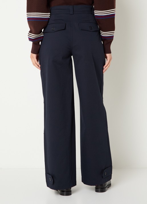 Claudie Pierlot High waist straight leg pantalon met steekzakken - achterkant 3 donkerblauw