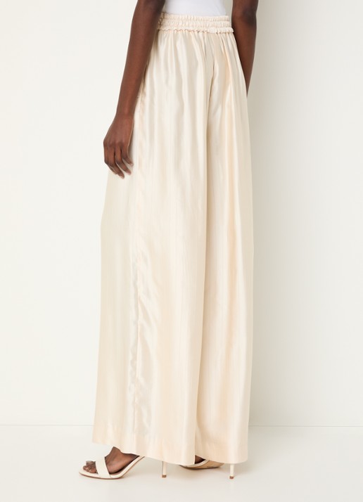 Claudie Pierlot High waist wide fit broek met metallic finish - achterkant 4 vanillegeel