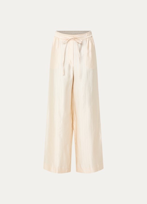 Claudie Pierlot High waist wide fit broek met metallic finish - voorkant vanillegeel