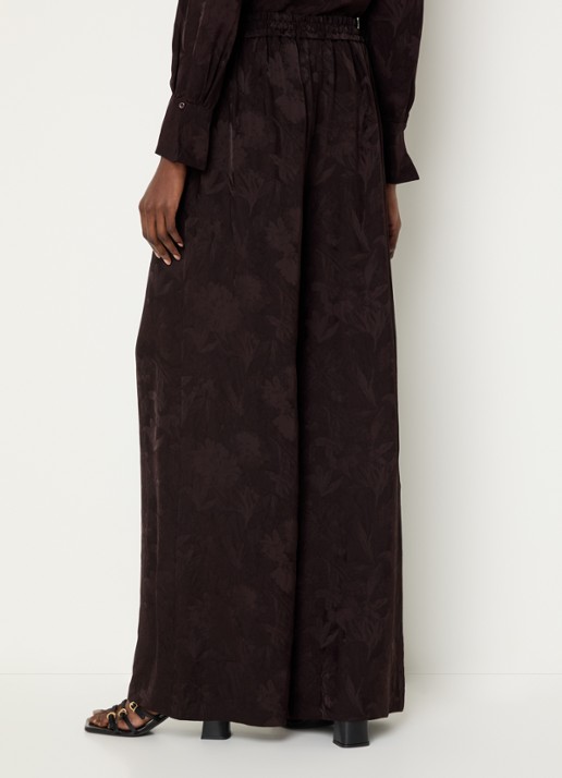 Claudie Pierlot High waist wide fit broek met print - achterkant donkerbruin