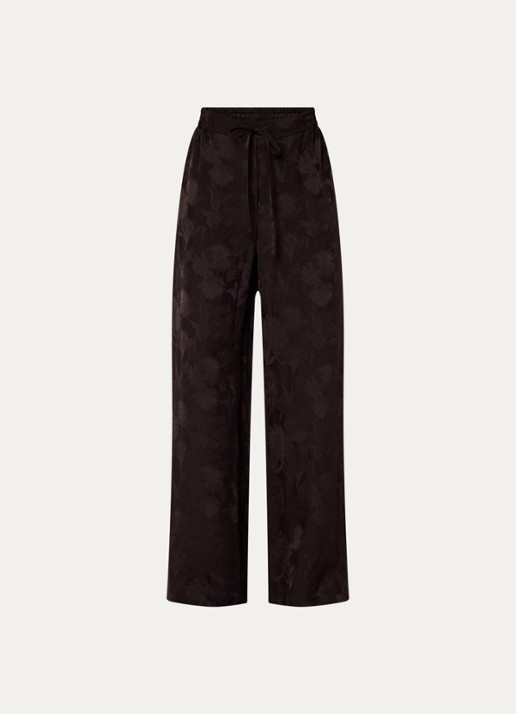 Claudie Pierlot High waist wide fit broek met print - voorkant 2 donkerbruin