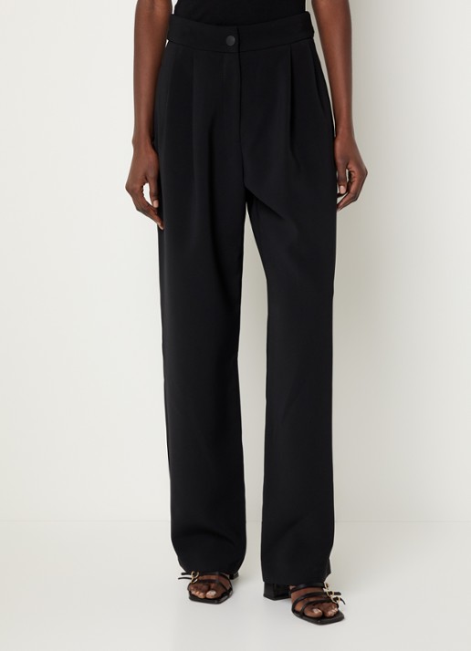 Claudie Pierlot High waist wide fit broek met steekzakken - detail zwart