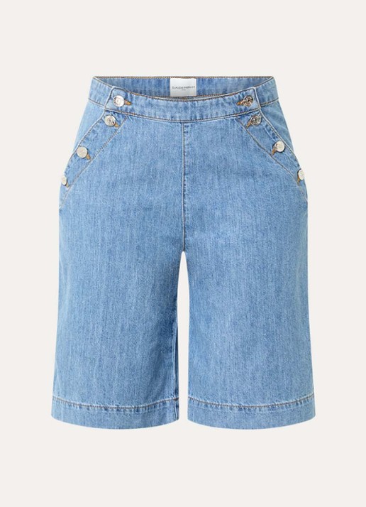Claudie Pierlot High waist wide fit korte broek van denim - voorkant lichtblauw