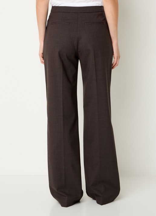 Claudie Pierlot High waist wide fit pantalon in wolblend - achterkant donkerbruin