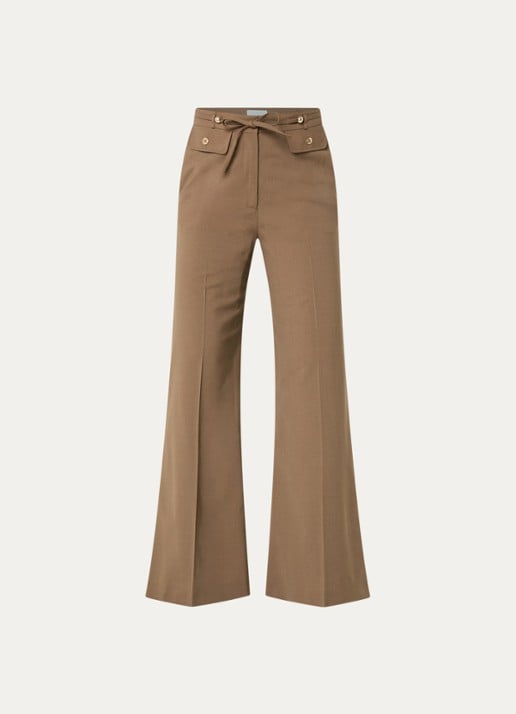 Claudie Pierlot High waist wide fit pantalon met steekzakken - voorkant 3 cognac