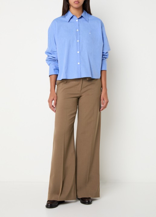 Claudie Pierlot High waist wide fit pantalon met steekzakken - voorkant 4 cognac