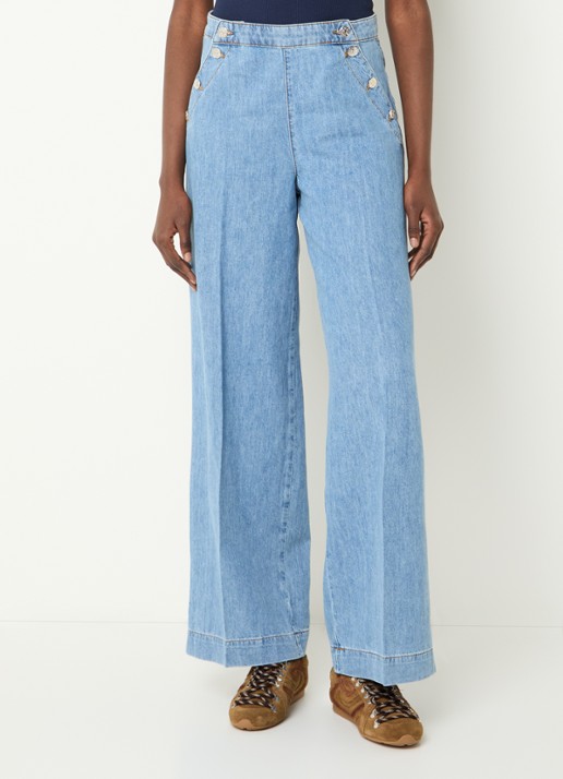 Claudie Pierlot High waist wide leg jeans met lichte wassing