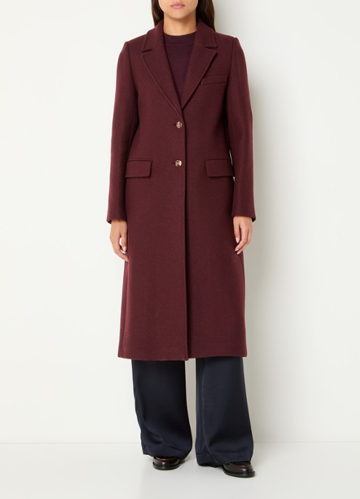 Claudie Pierlot Inny mantel van wolblend met klepzakken - detail aubergine