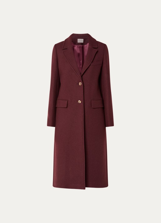 Claudie Pierlot Inny mantel van wolblend met klepzakken - voorkant 3 aubergine