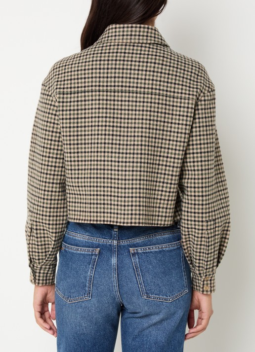 Claudie Pierlot Jack in wolblend met pied-de-poule dessin - achterkant 4 camel