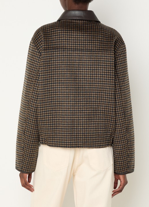 Claudie Pierlot Jack in wolblend met ruitdessin - achterkant bronsgroen