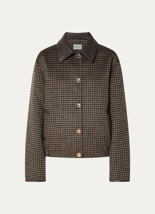 Claudie Pierlot Jack in wolblend met ruitdessin - voorkant 2 bronsgroen