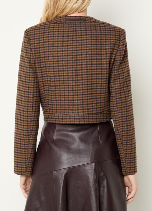 Claudie Pierlot Jack in wolblend met ruitdessin - achterkant 4 roodbruin
