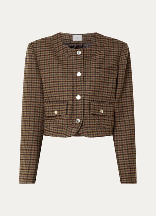 Claudie Pierlot Jack in wolblend met ruitdessin - voorkant 2 roodbruin