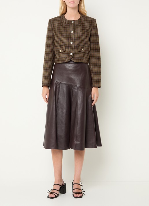 Claudie Pierlot Jack in wolblend met ruitdessin - voorkant 3 roodbruin