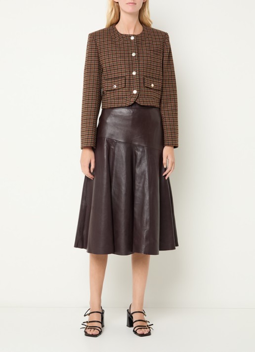 Claudie Pierlot Jack in wolblend met ruitdessin - voorkant 3 roodbruin