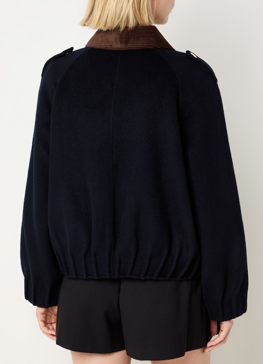 Claudie Pierlot Jack in wolblend met steekzakken - achterkant 3 donkerblauw
