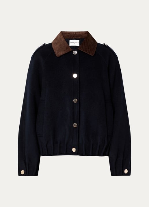 Claudie Pierlot Jack in wolblend met steekzakken - voorkant donkerblauw