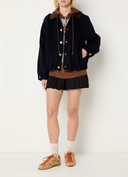 Claudie Pierlot Jack in wolblend met steekzakken - voorkant 2 donkerblauw