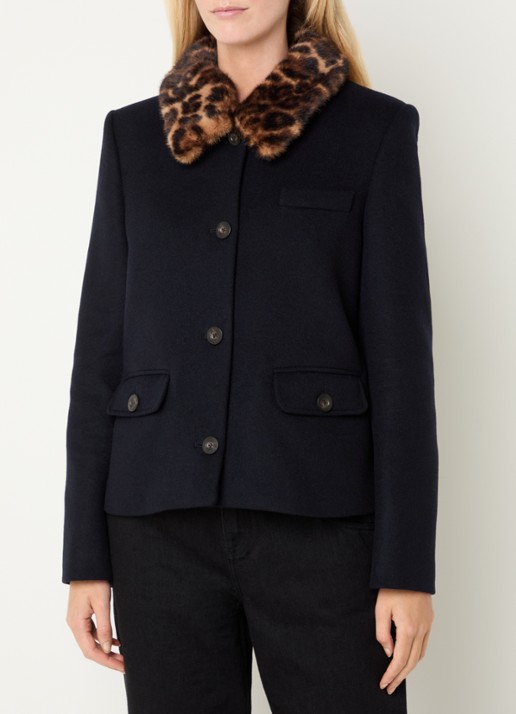 Claudie Pierlot Jack in wolblend met steekzakken - detail 3 donkerblauw