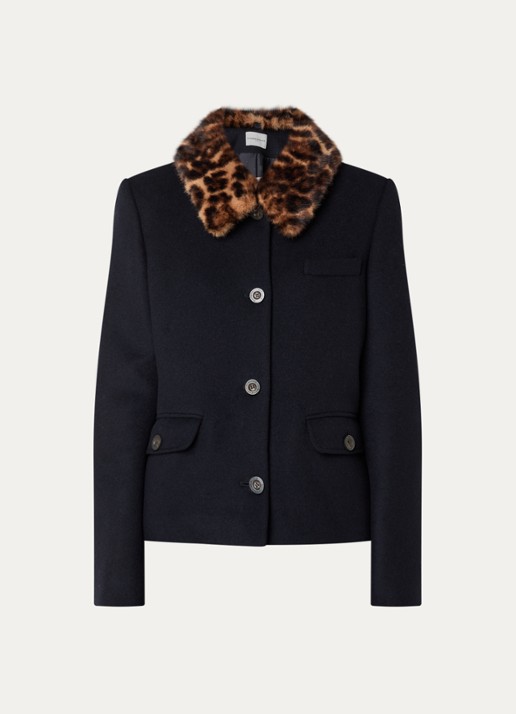 Claudie Pierlot Jack in wolblend met steekzakken - voorkant donkerblauw