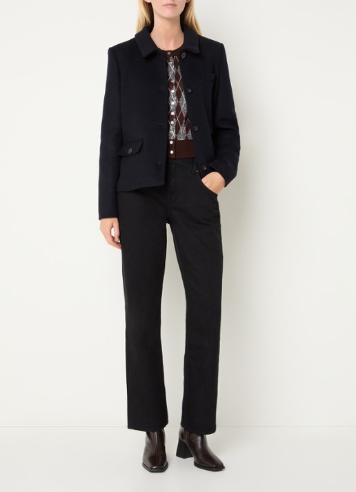 Claudie Pierlot Jack in wolblend met steekzakken - voorkant 2 donkerblauw