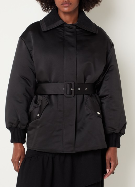 Claudie Pierlot Jack met ceintuur en steekzakken - detail zwart