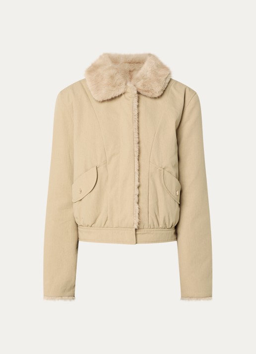 Claudie Pierlot Jack met imitatiebont en steekzakken - voorkant 2 beige