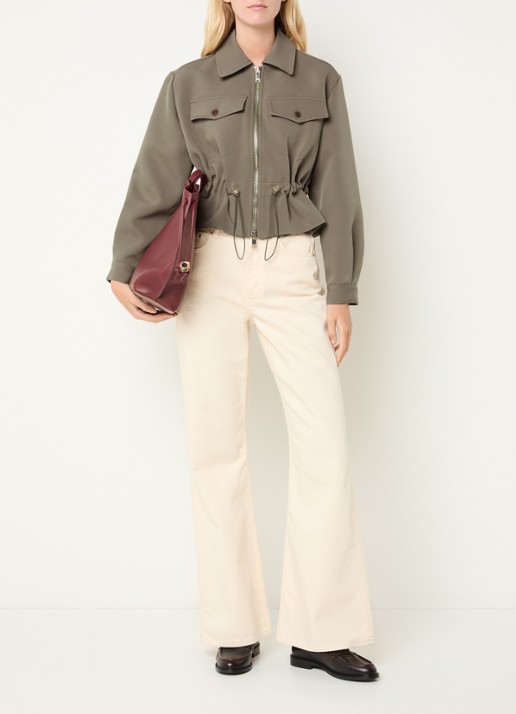 Claudie Pierlot Jack met trekkoord en klepzakken - voorkant 3 khaki