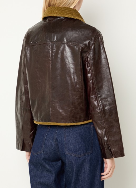 Claudie Pierlot Jack van geitenleer met details van corduroy - achterkant 2 bordeauxrood