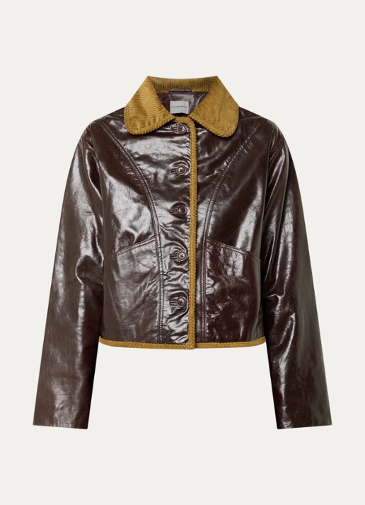 Claudie Pierlot Jack van geitenleer met details van corduroy - voorkant 3 bordeauxrood