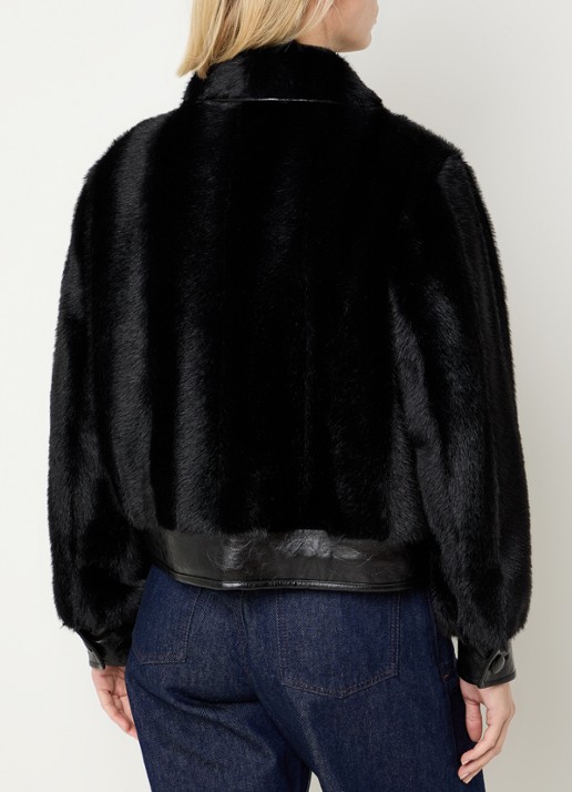 Claudie Pierlot Jack van imitatieleer met details van imitatiebont - achterkant zwart