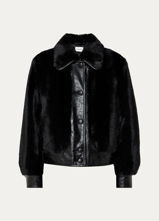 Claudie Pierlot Jack van imitatieleer met details van imitatiebont - voorkant 2 zwart
