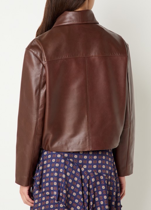 Claudie Pierlot Jack van lamsleer met steekzakken - achterkant 4 roodbruin