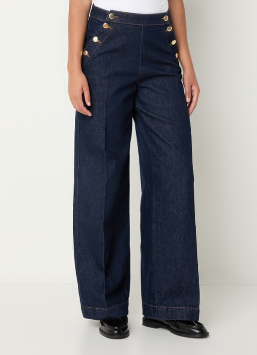 Claudie Pierlot Jeanpascal high waist straight leg jeans met donkere wassing