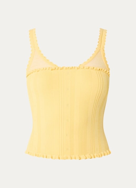 Claudie Pierlot Magma fijngebreide tanktop - voorkant 2 geel