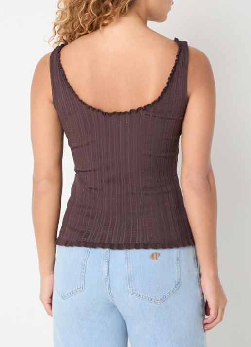 Claudie Pierlot Magnolia tanktop met ribstructuur - achterkant 4 bruin